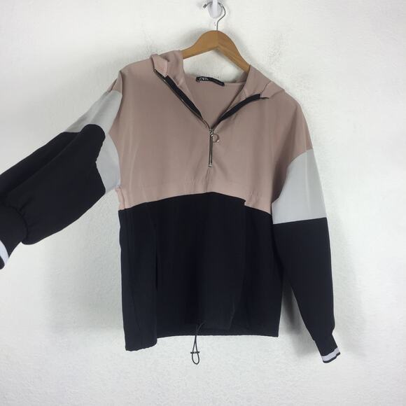 Zara Oversized Hoodie Lightweight Half Zip Jacket Small Funnel Neck Pouch Pocket - Picture 14 of 16